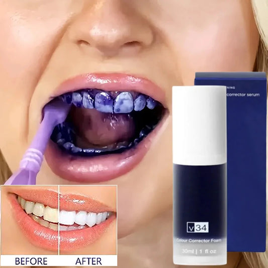 V34 Toothpaste Purple Color Corrector Teeth Toothpaste Effective Whitening Teeth Mousse Oral Cleaning Whitening Toothpaste